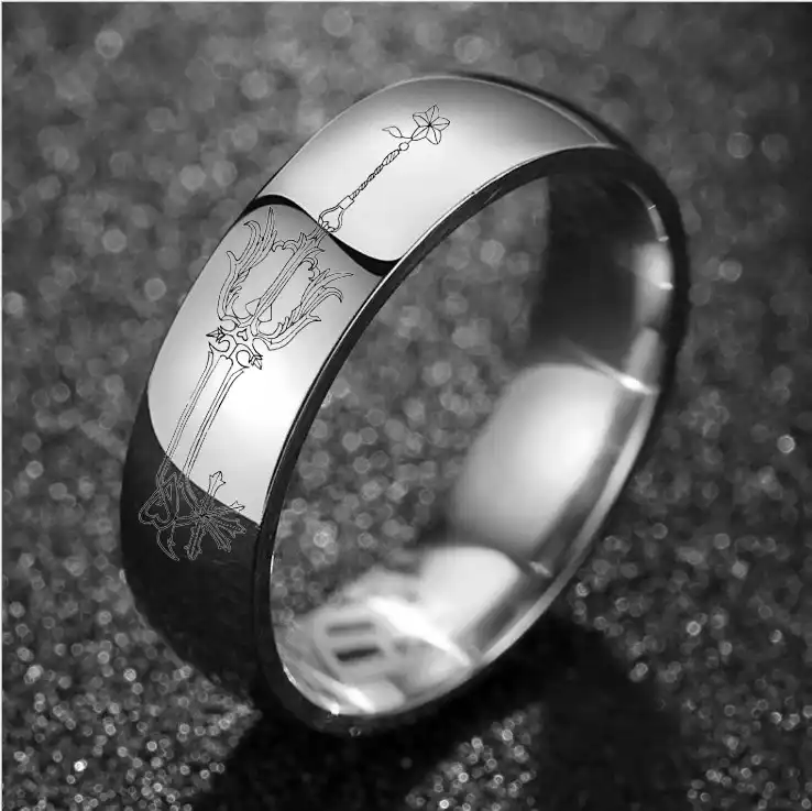 6mm Kingdom Hearts Ring Men Oblivion & Oathkeeper Keyblade Kingdom