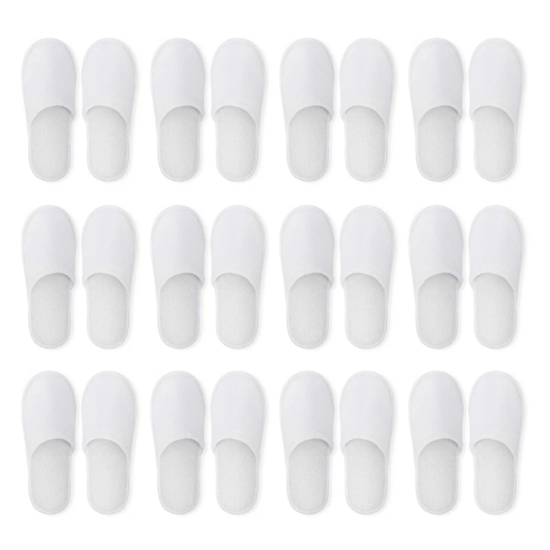 

JHD-Disposable Slippers,12 Pairs Closed Toe Disposable Slippers Fit Size for Men and Women for Hotel, Spa Guest Used, (White)