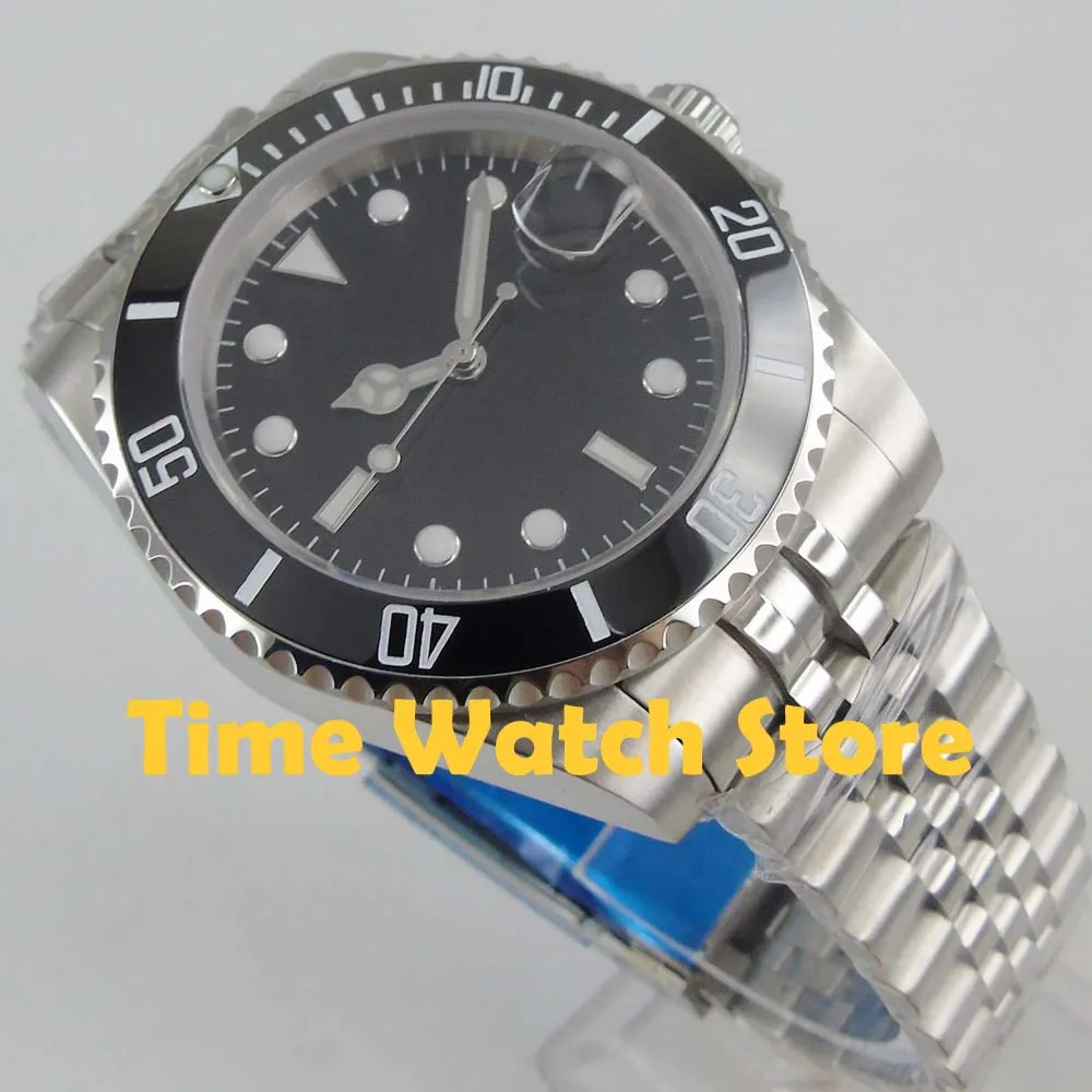  Bliger 40mm Miyota 8215 Automatic Men's watch sapphire glass black strile dial luminous waterproof 