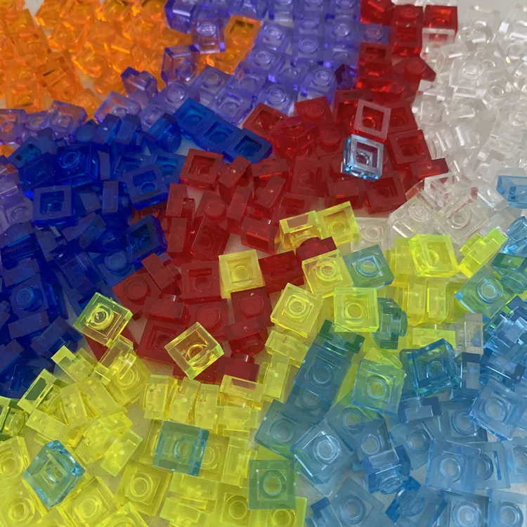 

100g/lot 1X1 Thin Brick Small Particles Transparent Parts Compatible with known brand two-Dimensional Code toys for children