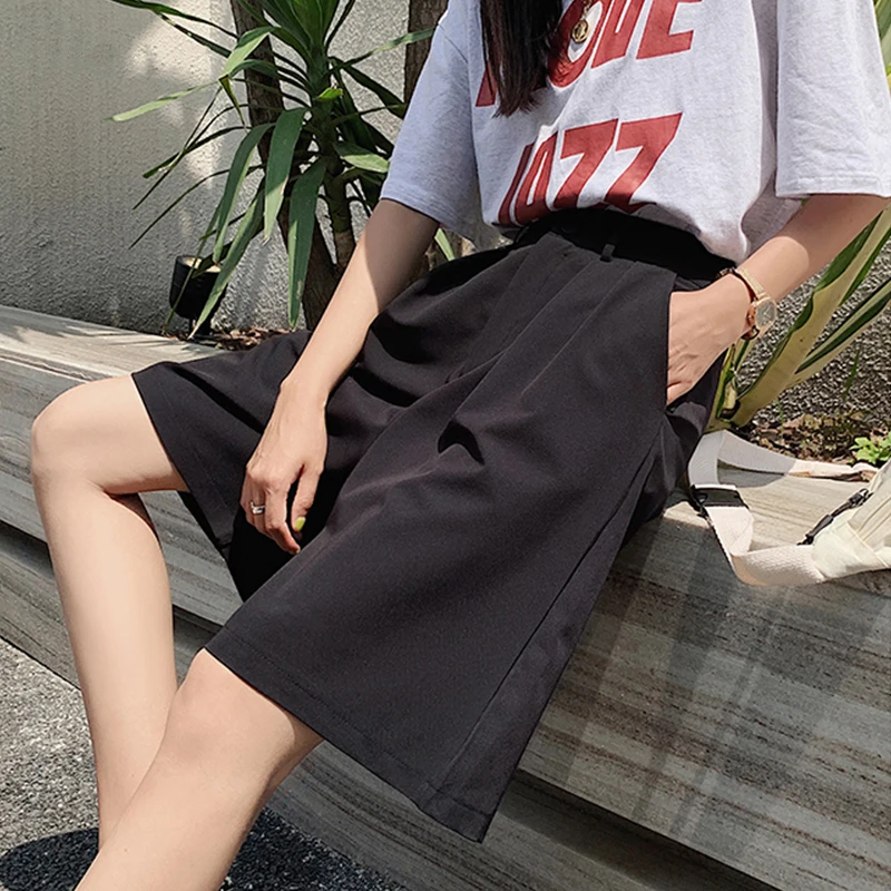 Pants Female Summer Loose Casual 2020 New High Waist Short Pants S-XXL Wide Leg Half Pants Women Wide Leg Suit Capris in Fashion Pants Female Summer Loose Casual 2020 New High Waist Short Pants S-XXL Wide Leg Half Pants Women Wide Leg Suit Capris in Fashion