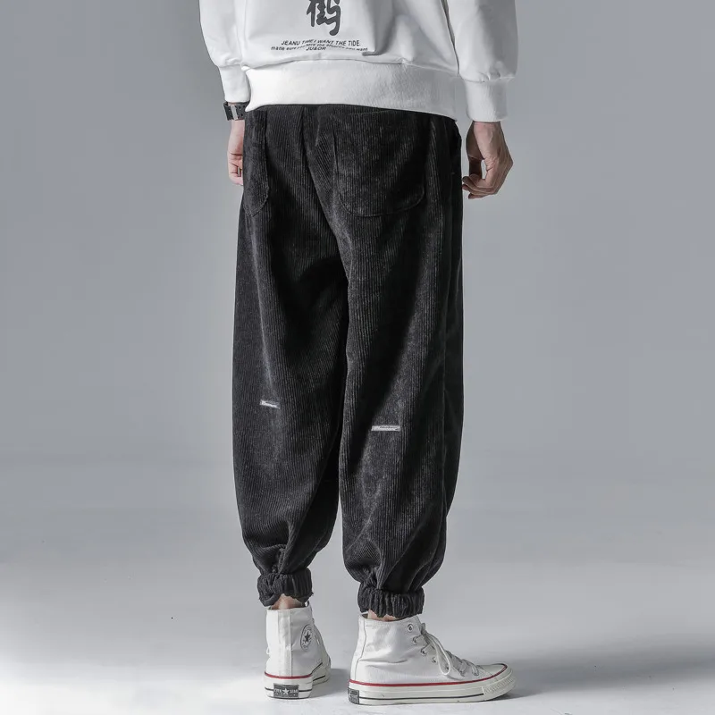 Plus Velvet Corduroy Pants Men's Fashion Solid Color Retro Casual Pants Men Streetwear Loose Hip Hop Trousers Large Size M-5XL