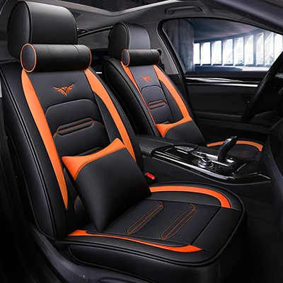 Спортивные кожаные автомобильные чехлы для honda accord 8 civic fit CRV XRV Odyssey Jazz City crosstour все модели автомобильные аксессуары 5 сидений - Название цвета: black orange pillow