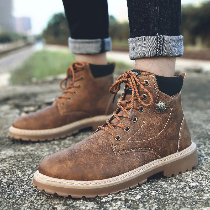 

Brand Warm Men's Autumn Winter Genuine Leather Men Waterproof Snow Boots Work Safety Ankle Boots Men's Boots Big Size 89