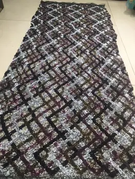 

2020 New and Unique African sequins Lace fabric black white gold pink African french sequined lace fabric wedding party dress