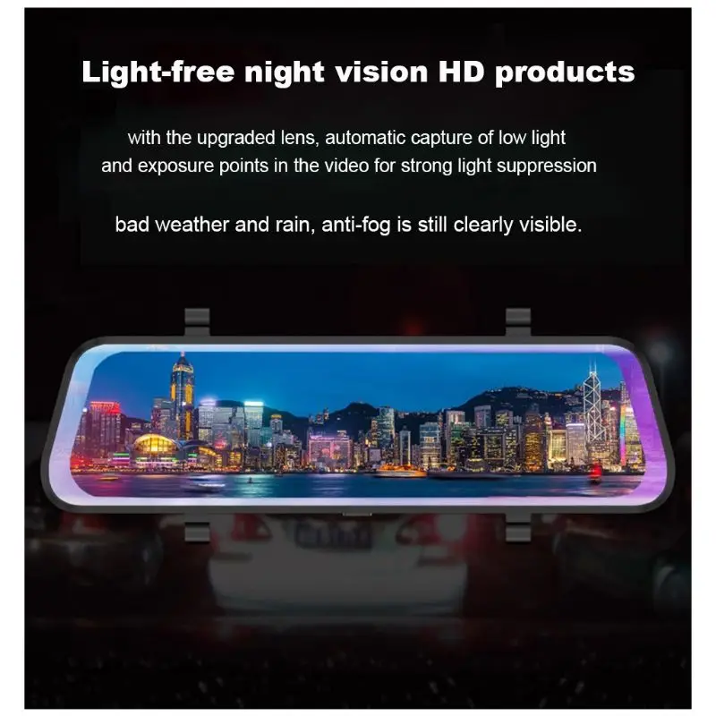 10" Car DVR Dual Lens HD 1080P 16G Rear View Mirror Video Recorder Dash Cam 170°