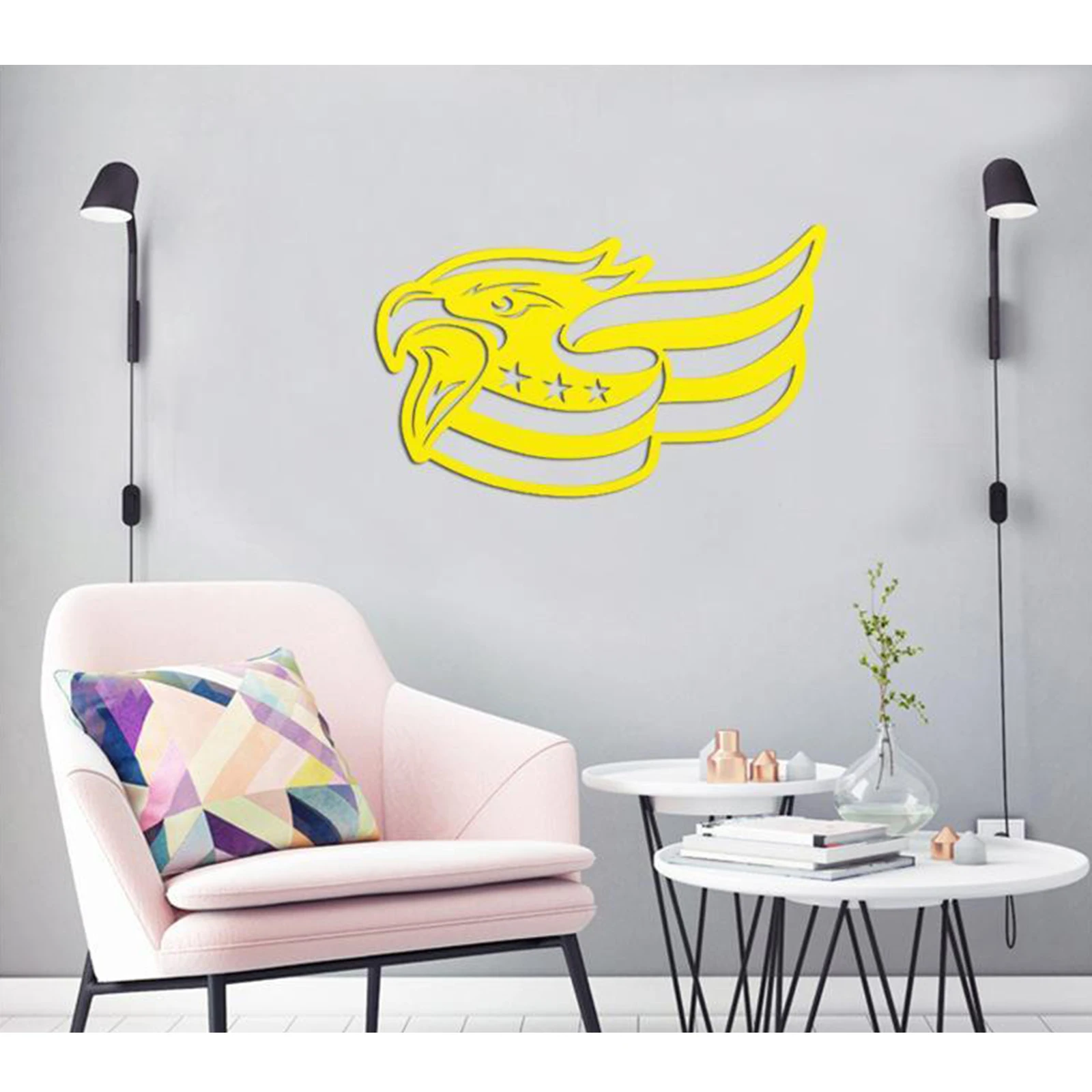 Steel Patriotic Eagle Wall Decor - Bird Head Wall Art for Home, Office, Veteran Gifts
