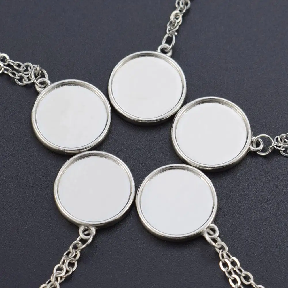 

5PCS/LOT Handmade 16mm Pendant Double Side Blanks Base Setting Tray DIY Necklace Accessories Jewelry Making Craft Supplies