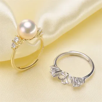 

High Quality Silver plated fittings Open Adjustable Blank Ring Settings Pearl Ring Mountings Fittings Jewellery Accessories