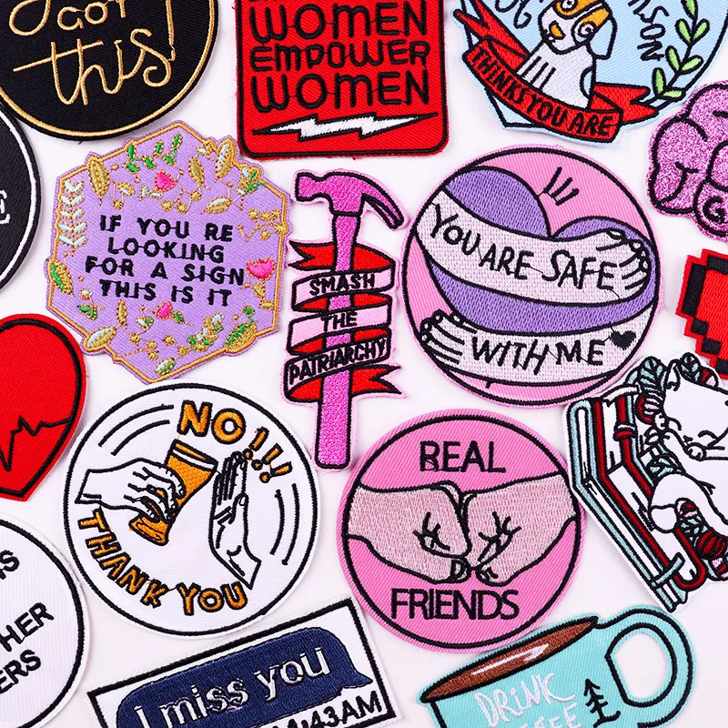 Description Picture 2 of itemSmash the patriarchy Embroidered Patches On Clothes Applique Cartoon Feminist Patch Iron On Patches For Clothing Letter Badges