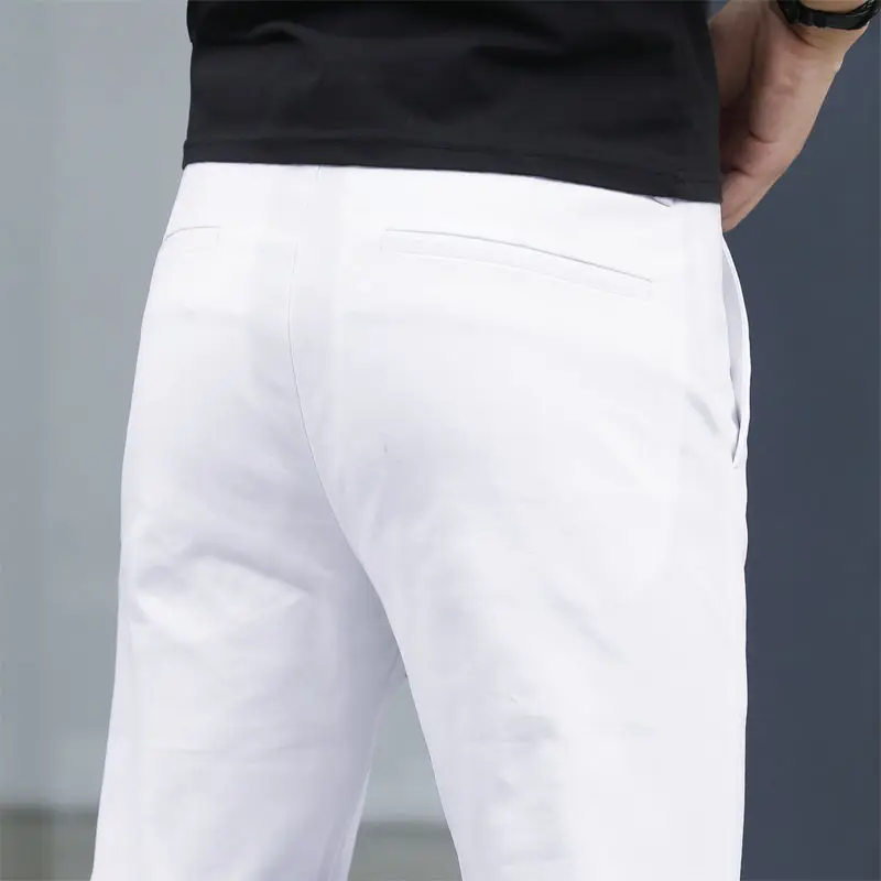 Men's Pure White Pants Slim Fit Business Pants for Men Suit Pants Ankle Length Summer Autumn Formal Leisure Suit Trousers  L79 6
