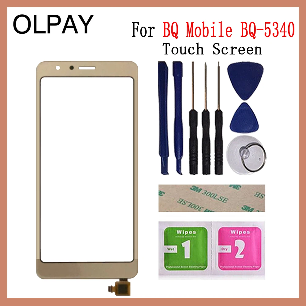 OLPAY 5.34 inch Touch Screen For BQ Mobile BQ-5340 BQ 5340 Touch Screen Digitizer Panel Front Glass Lens Sensor Repair And Tools - Цвет: Gold With Tools