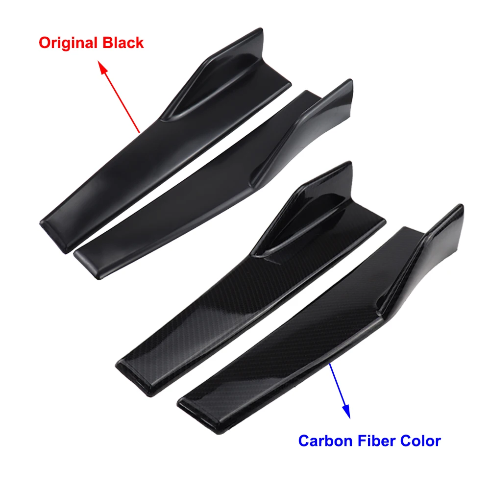 1 Pair Car Universal 45cm Side Skirt Rocker Splitter Kit Winglet Wing Lip Bumper Black/Carbon Fiber Diffuser Extension Panel