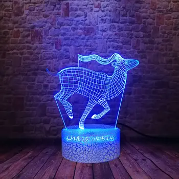 

3D Illusion LED Desk Nightlight Colorful Changing Light Model Antelope Animal action & toy figures