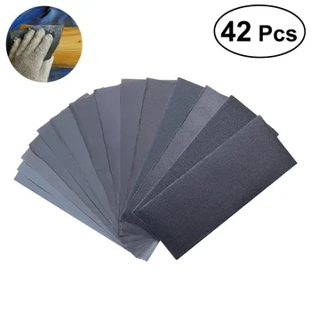 

42 Pcs 120 to 3000 Grit Assorted Wet and Dry Sandpaper Sanding Paper Sheets for Automotive Bows Sleek Finishing Wood Furniture