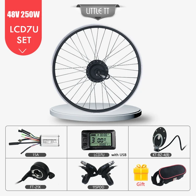 Electric Bicycle Conversion KIt  48V 250W Front Wheel Hub Motor ebike Motor Kit with LCD LED Display For Electric bicycle engine 48V LCD7 SET