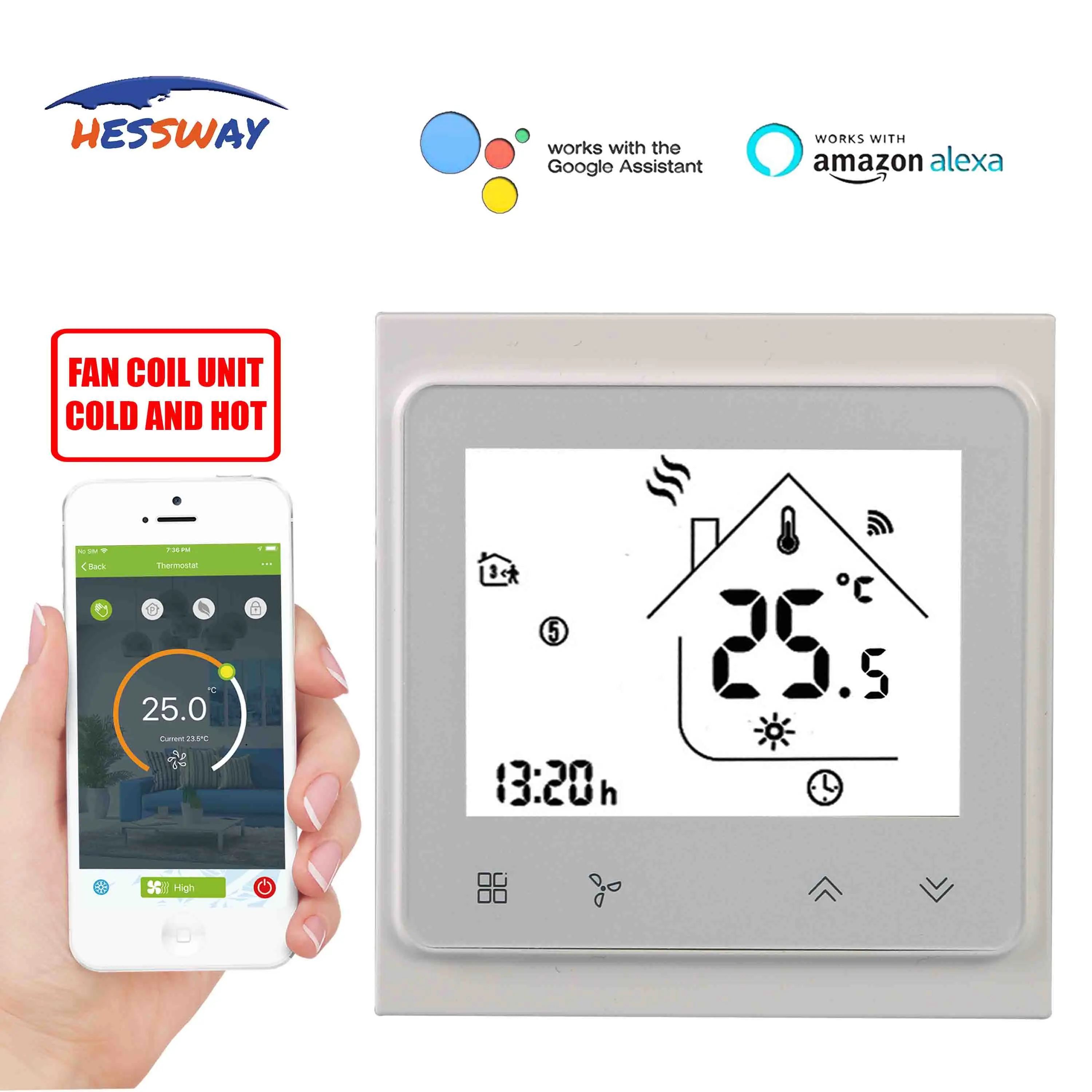 Термостат HESSWAY TUYA с Wi Fi переключатель контроля температуры для вентиляторной