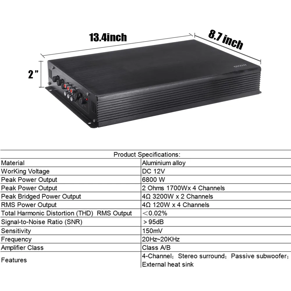 US $39.00 6800 Watt WD628 Car Audio Power Amplifier 4 Channel 12V Car Amplifer Car Audio Amplifier For Cars Home Amplifier Subwoofer 12V