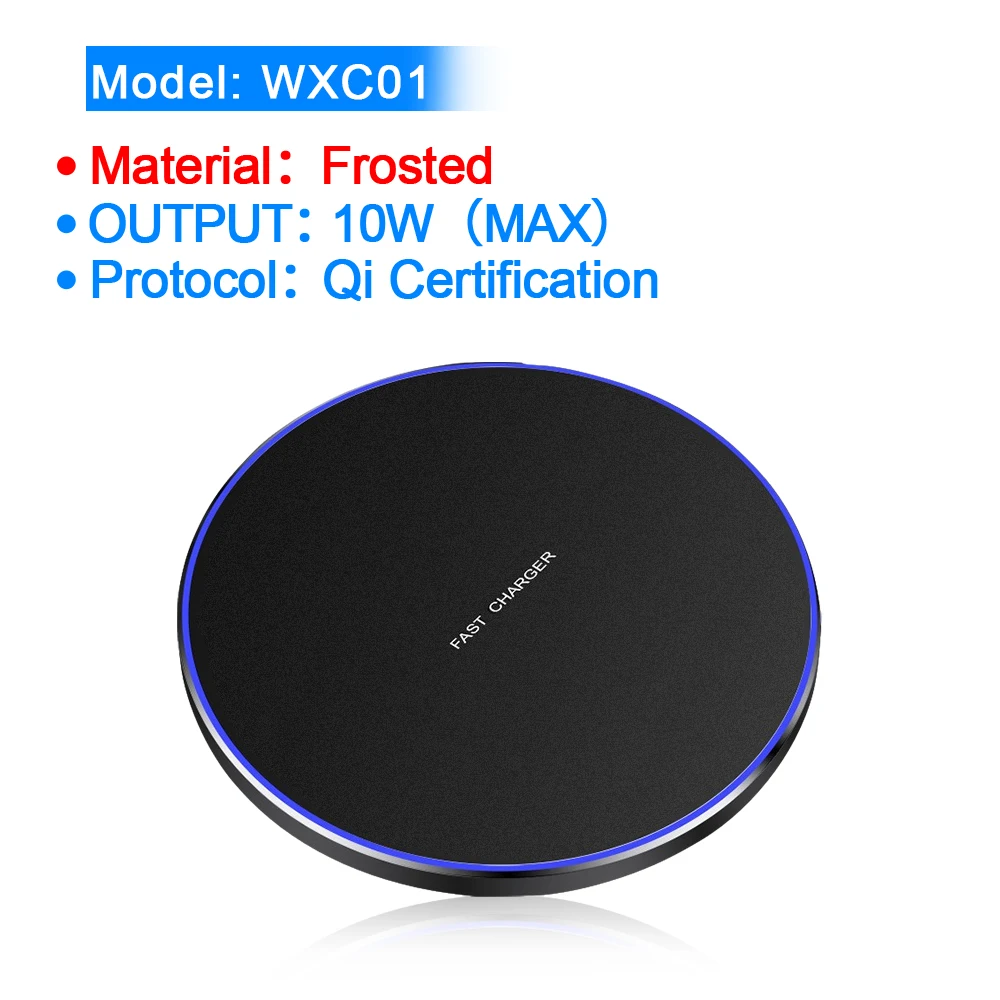 WXC01 Rocketek 10 Вт Qi Беспроводное зарядное устройство для iPhone X/XS Max XR 8 Plus Видимый элемент беспроводной зарядной площадки для samsung S9 S10+ Note 10 - Тип штекера: WXC01