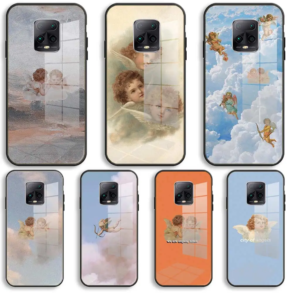 

Renaissance angels Soft Glass Case For Xiaomi Redmi 9A 8A 7A Note 9 8 7 Pro Y3 9S 8T Balck Cover