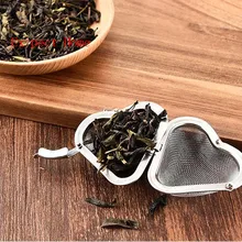 Сетчатый ситечко для чая в форме сердца из нержавеющей стали, серебристый домашний практичный пакет с крючками