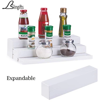 

Expandable Spice Rack 3-Tier Step Shelf Cabinet Spices Organizer Adjustable Storage Holder for Kitchen Pantry Countertop Home