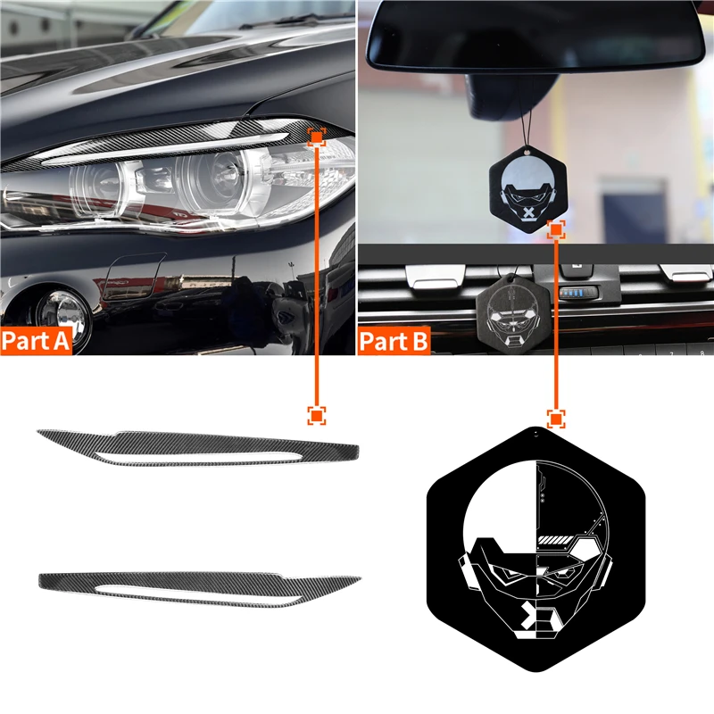 

For BMW F15 X5 F85 X5M X6 2014-2018 1 Pair High Quality Soft Carbon Fiber Headlamp Eyebrows Eyelids Decoration Strips Stickers