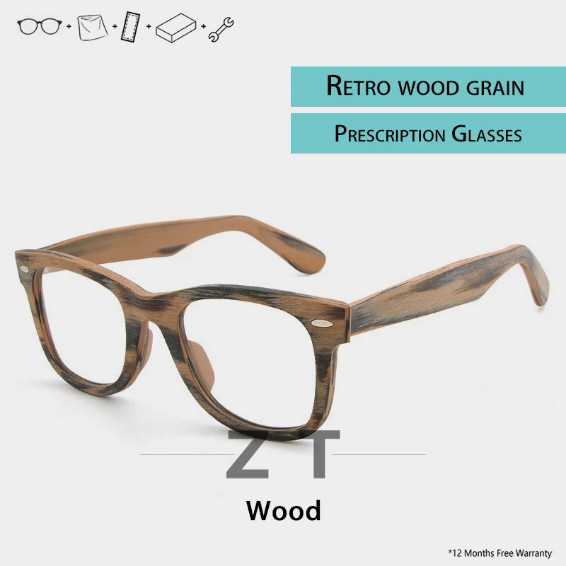

ZT Retro Wood Optical Glasses Frame Men Optical Clear Eyewear Manual Uv400 Spectacle Frames Man Prescription Glasses