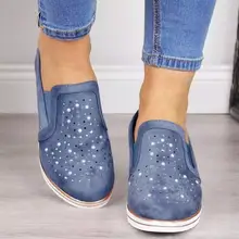 Прогулочная обувь на танкетке без шнуровки; сезон лето-осень; повседневные кроссовки; Женская дышащая обувь на платформе с кристаллами и острым носком; sapato feminino