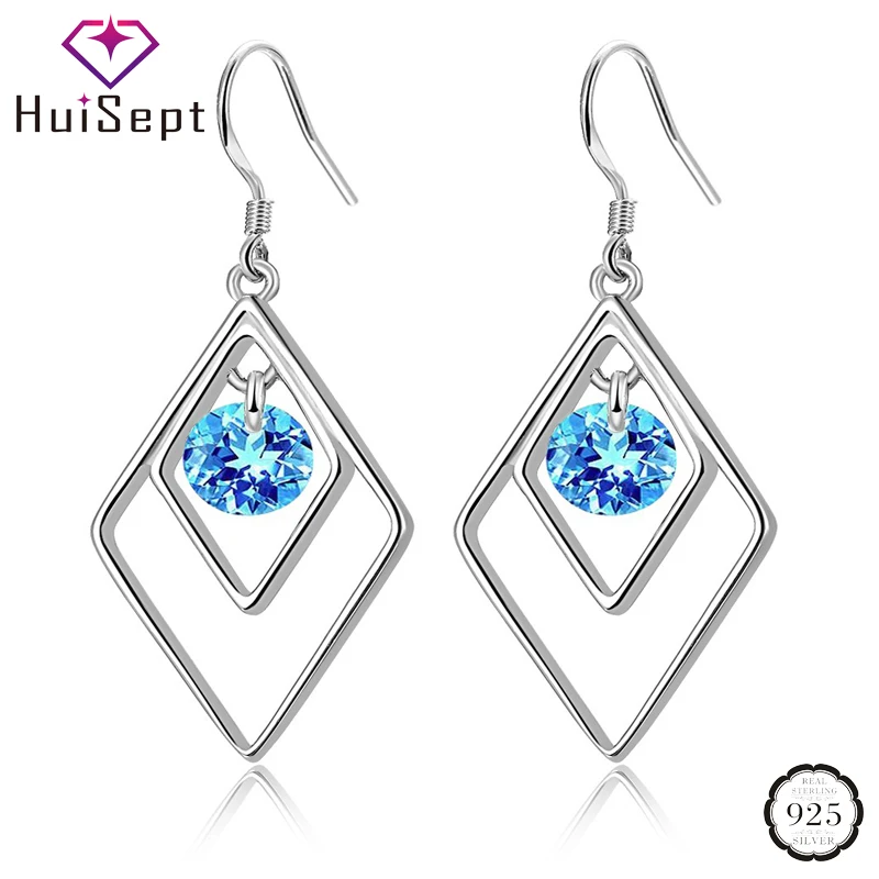 Модные Серебряные сережки HuiSept из серебра 925 пробы драгоценные камни сапфиры