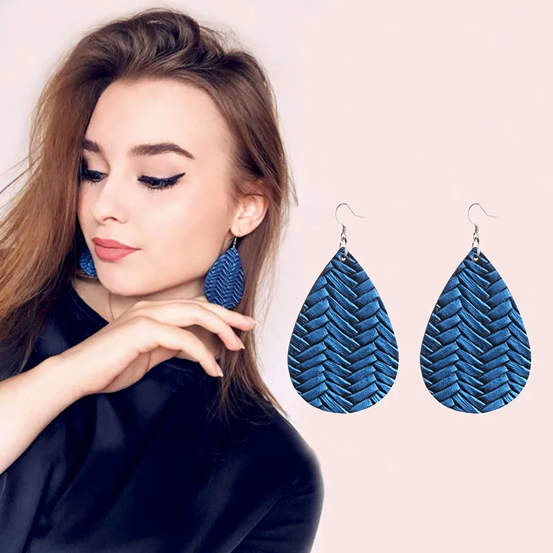 Dangle Earrings Drop Earrings Dome Teardrop Earrings 35 Colors Teardrop Leather Earrings Lightweight For Women Gifts
