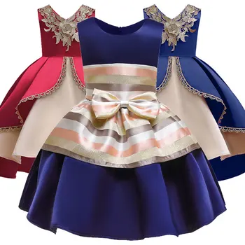 

New high quality baby bow princess dress girl elegant birthday party dress kids Christmas clothes 2-10 years old