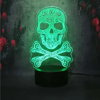 

Horrible Skull Head Shown Picture Night Light 3D Visual Lamp Halloween Christmas Child Gift Lava Creative Decor Atmosphere Lamp