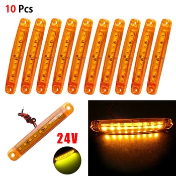 

10Pcs 24V Amber 9 LED Sealed Side Marker Clearance Light 24V Car Truck Trailer Lorry For Most Buses/trucks/trailers/trucks