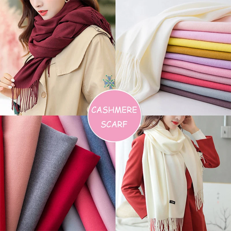 

Fashion Women Plain Winter Warm Scarves Thick Cashmere Scarf Shawl Pashmina Unisex Long Tassel Female Wrap Ladies Hijab Stoles