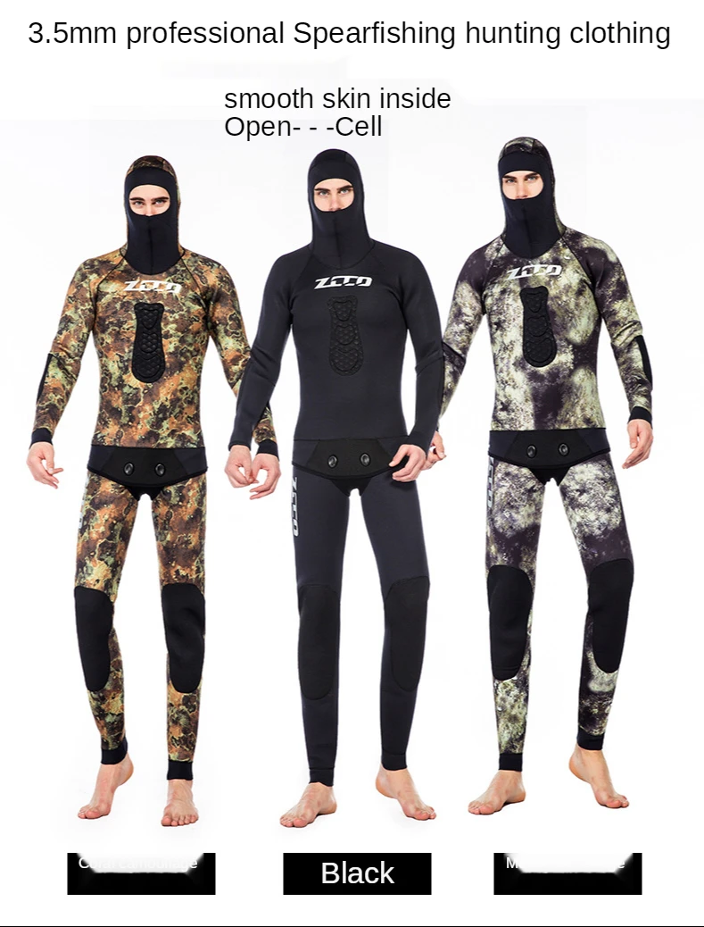 Wetsuit 3.5mm Mens  CR Neoprene Open Cell camouflage Two-piece  spearfishing diving suit winter swimsuit Unisex