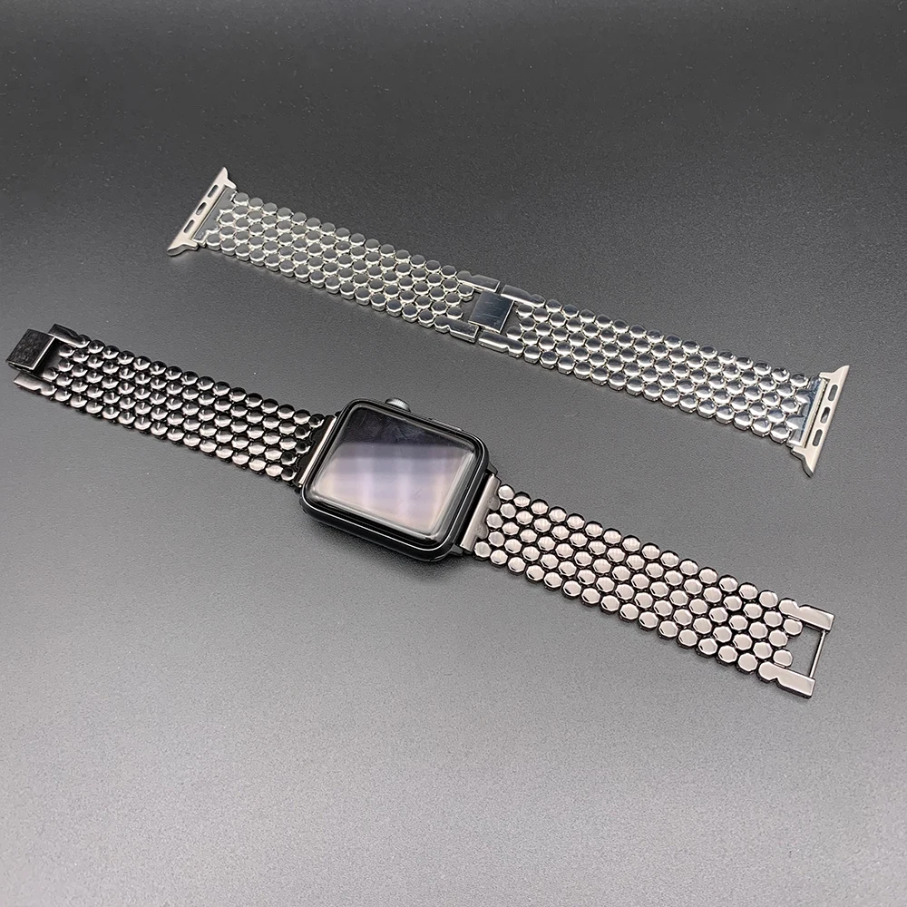 Ремешок для Apple Watch 38 мм 40 42 44 из нержавеющей стали iWatch Series 2 3 4 5 6 плоский браслет с