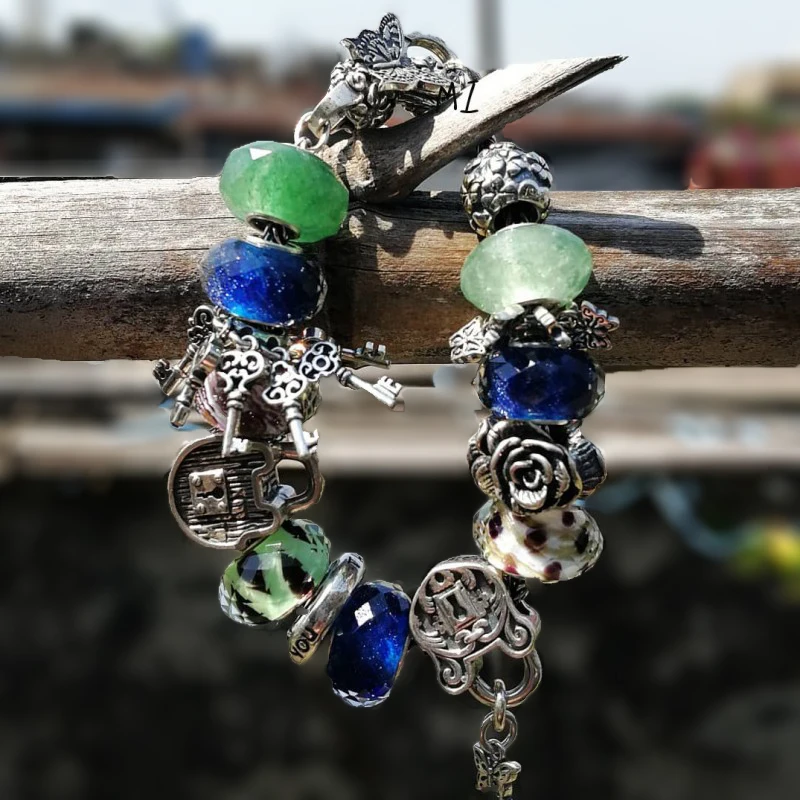 

Factory Own Design Charm Bracelets Silver 925 Original Bead Fit Original Bracelets Butterfly Beads Flower Key Spacer Beads