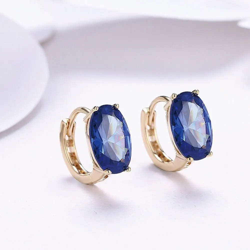MxGxFam стиль принцессы овальные Королевский синий серьги-кольца с цирконом для женщин модные ювелирные изделия золотой цвет 18 К с AAA+ CZ