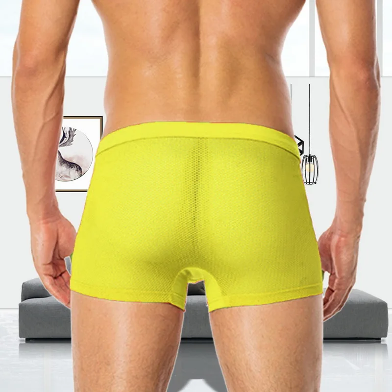 Мужские боксеры, сетчатые дышащие прозрачные мужские трусы, Ropa Interior Hombre, одноцветное нижнее белье, сексуальное мужское нижнее белье, шорты