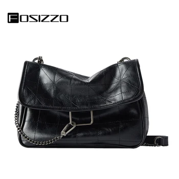 

FOSIZZO Shoulder Bag Women Chain Solid Soft Trend 2020 Women Fashion Bags Vintage Handbag Crossbody Bag Za Bag FS5081