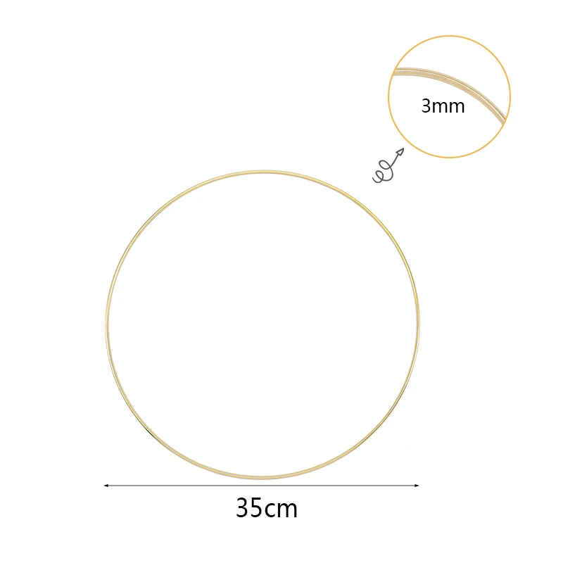 1pc 350x3mm 10-40 см золотое металлическое кольцо, свадебное украшение, Свадебный веночек, сделай сам, ловля мечты, обруч, материал, искусственный цветок, стойка для рукоделия, обручи - Цвет: 1pc 350x3mm