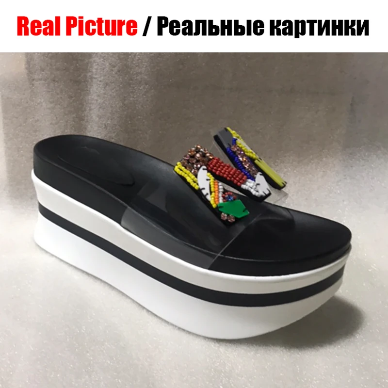 DORATASIA New Summer Girl Thick Platform Slides Women Fashion Transparent PVC Slippers Casual Women Wedges Shoes Woman