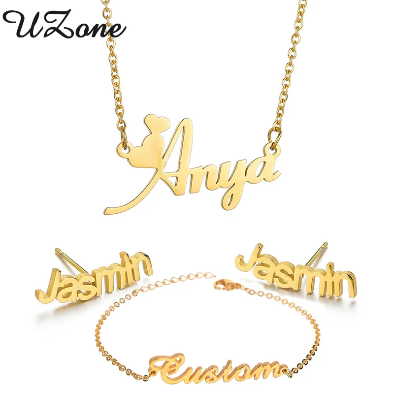 

UZone Custom Name Necklace Stainless Steel Customized ID Name Necklaces for Women personalized Jewelry