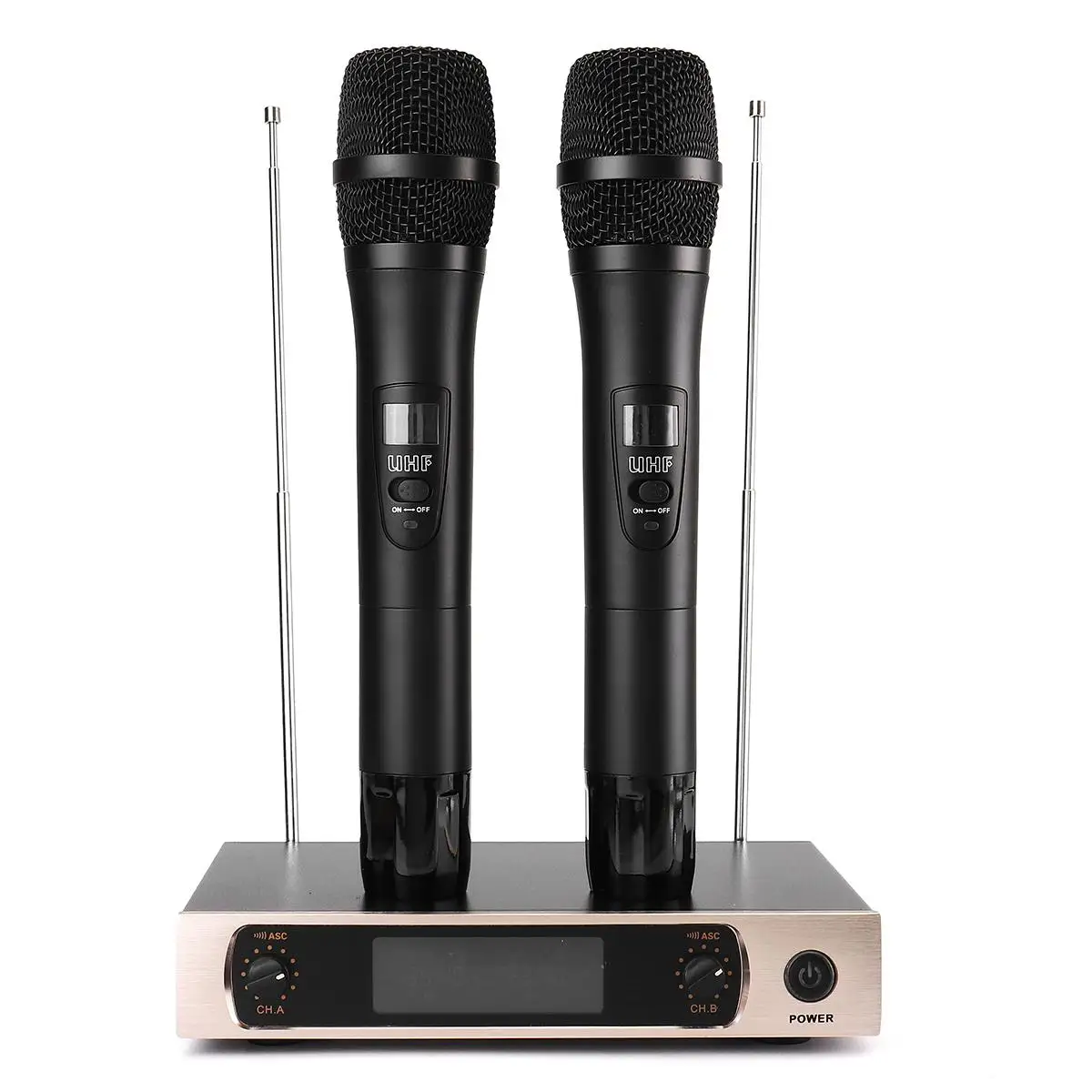 KINCO U26 220V UHF Длинный диапазон двухканальный 2 ручной микрофон передатчик профессиональный караоке UHF беспроводной микрофон система - Цвет: black
