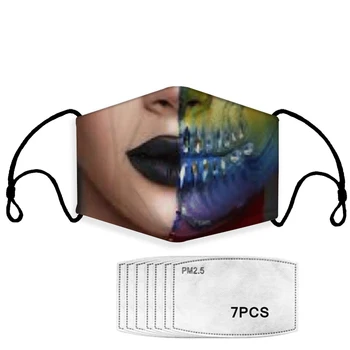 

Art Printing Mask Fashion Reusable Protective PM2.5 Mouth Mask Windproof Mouth-muffle bacteria proof Flu Masks with 7 Filters