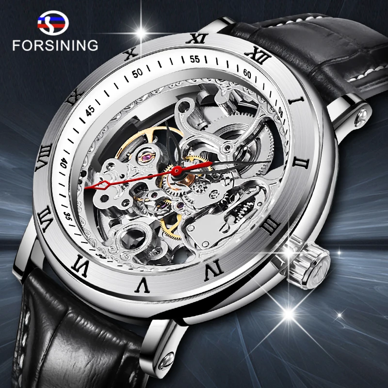 

FORSINING Watch Men Top Brand Luxury Military Sport Stainless Steel Man Wristwatch Skeleton Automatic Mechanical Male Clock