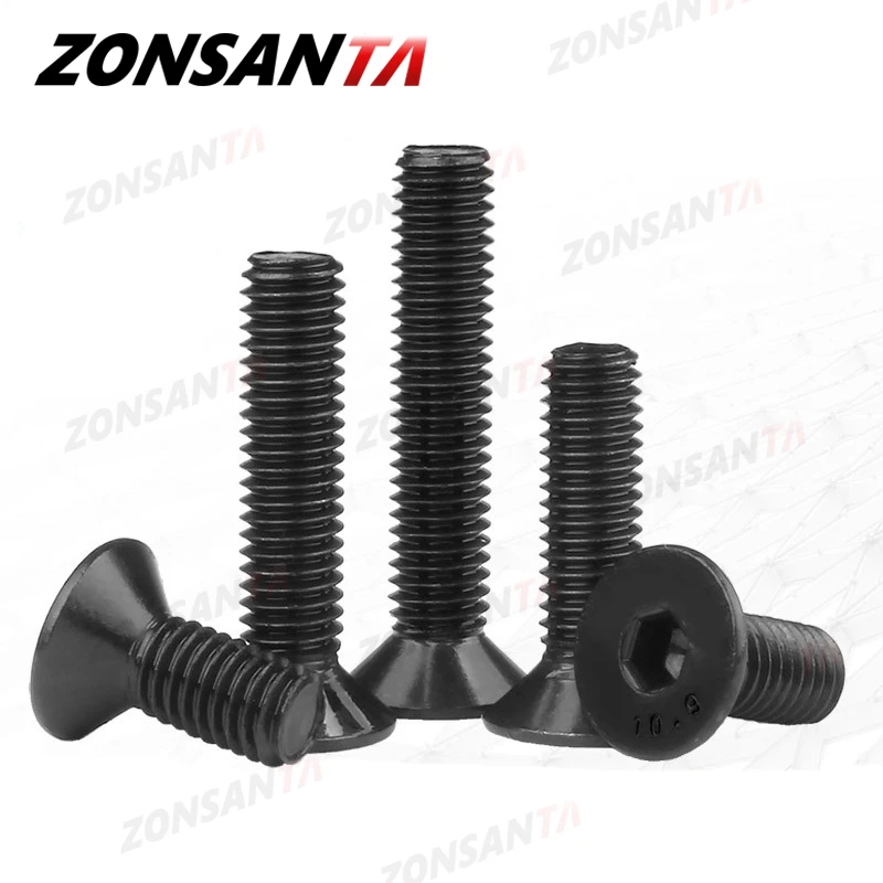 Hex Socket Screw M2 M2.5 M3 M4 M5 M6 Din7991 Carbon Steel Bolt DIY Hexagon Flat Head Countersunk Black Furniture