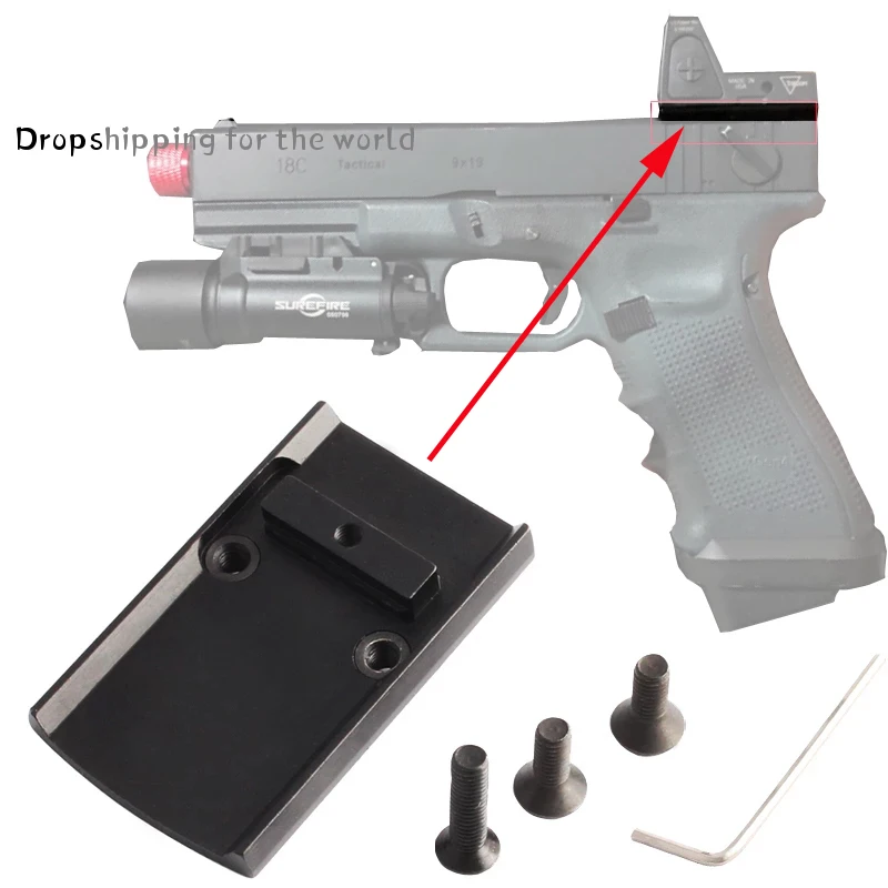 Тактическое крепление с красной точкой Glock Plate Base Adapter Mount fit RMR VISM for Real fire Caliber