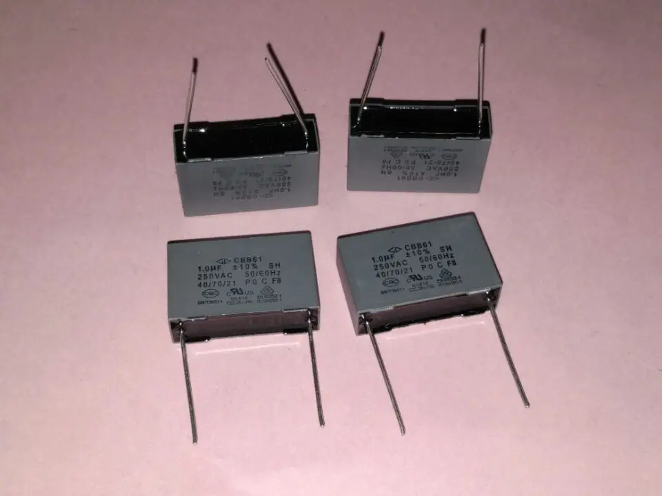 Хорошее качество CBB61 250VAC 1 мкФ 10% P = 22MM 250V 5% 27MM 0 450VAC 3 5 2 пусковой конденсатор |